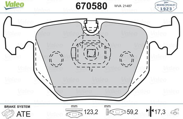 Valeo 670580 - Тормозные колодки, дисковые, комплект unicars.by