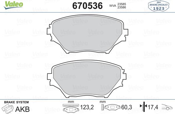 Valeo 670536 - Тормозные колодки, дисковые, комплект unicars.by