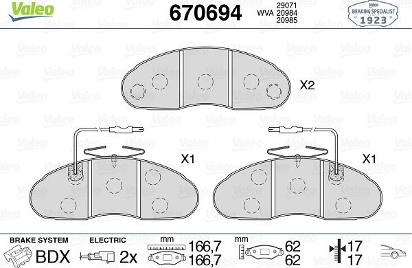 Valeo 670694 - Тормозные колодки, дисковые, комплект unicars.by