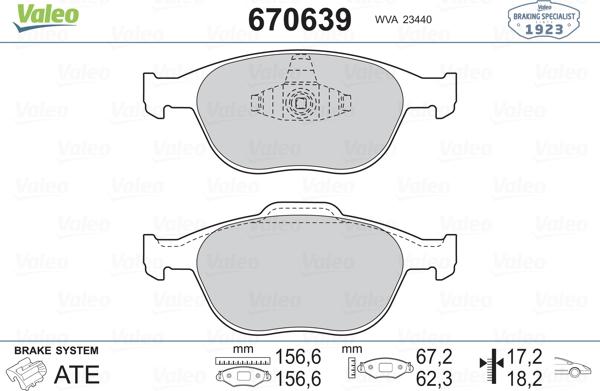 Valeo 670639 - Тормозные колодки, дисковые, комплект unicars.by