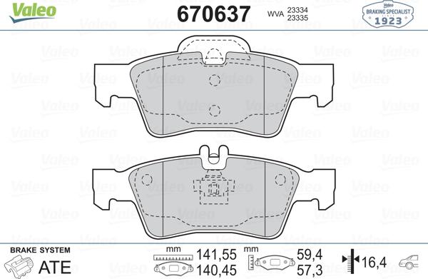 Valeo 670637 - Тормозные колодки, дисковые, комплект unicars.by