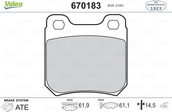 Valeo 670183 - Тормозные колодки, дисковые, комплект unicars.by