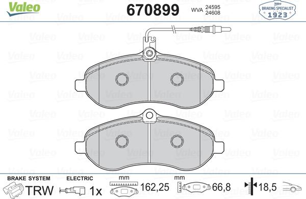 Valeo 670899 - Тормозные колодки, дисковые, комплект unicars.by