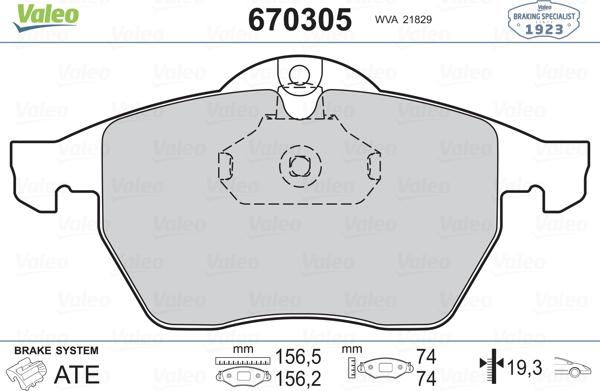 Valeo 670305 - Тормозные колодки, дисковые, комплект unicars.by