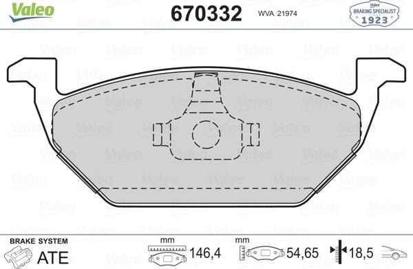 Valeo 670332 - Тормозные колодки, дисковые, комплект unicars.by