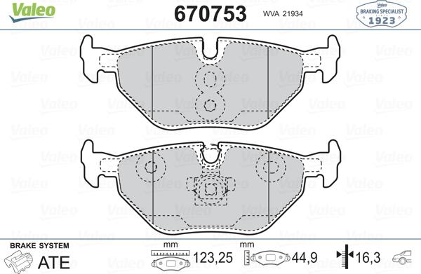 Valeo 670753 - Тормозные колодки, дисковые, комплект unicars.by