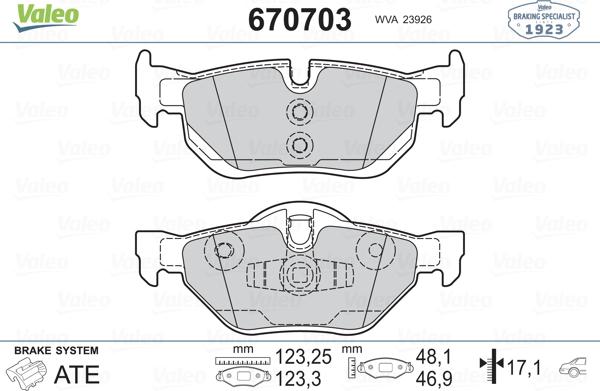 Valeo 670703 - Тормозные колодки, дисковые, комплект unicars.by