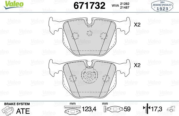 Valeo 671732 - Тормозные колодки, дисковые, комплект unicars.by