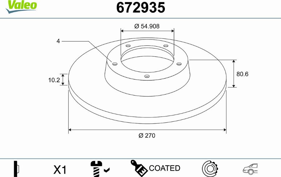 Valeo 672935 - Тормозной диск unicars.by