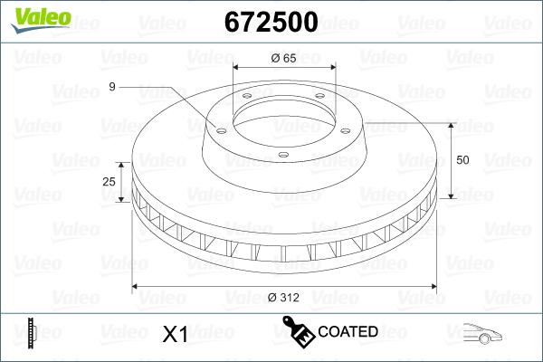 Valeo 672500 - Тормозной диск unicars.by