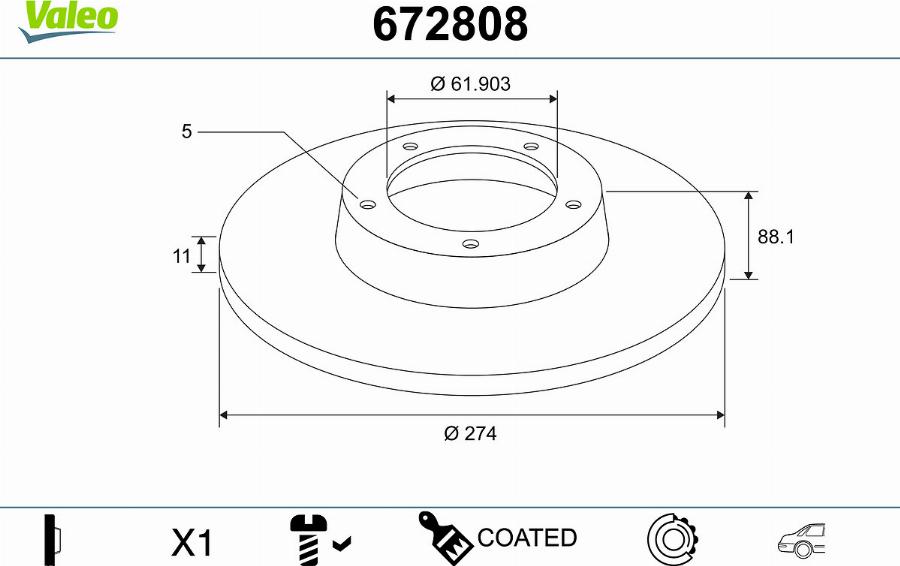 Valeo 672808 - Тормозной диск unicars.by