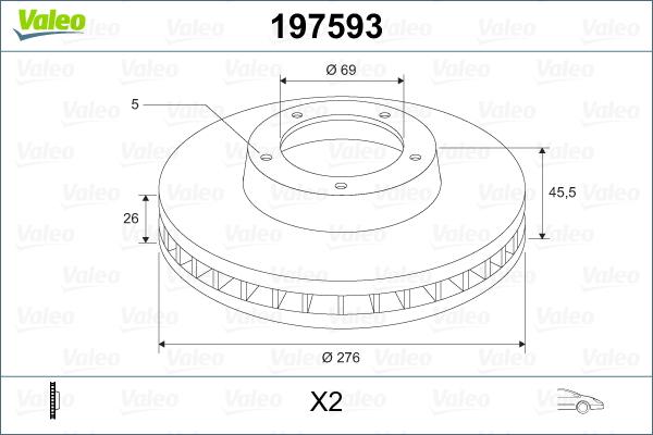 Valeo 197593 - Тормозной диск unicars.by