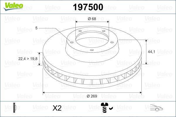 Valeo 197500 - Тормозной диск unicars.by