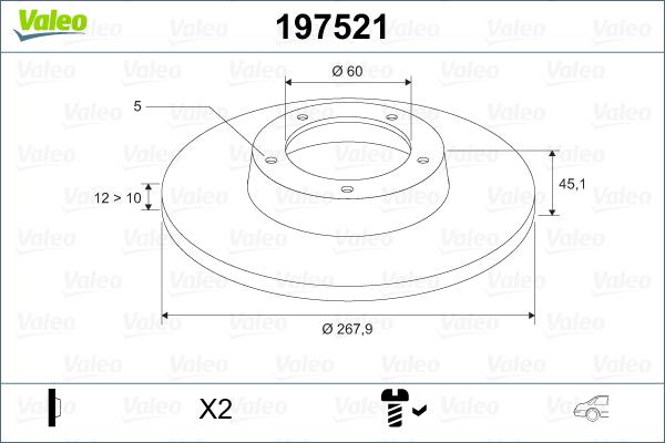 Valeo 197521 - Тормозной диск unicars.by