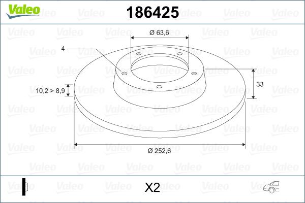 Valeo 186425 - Тормозной диск unicars.by