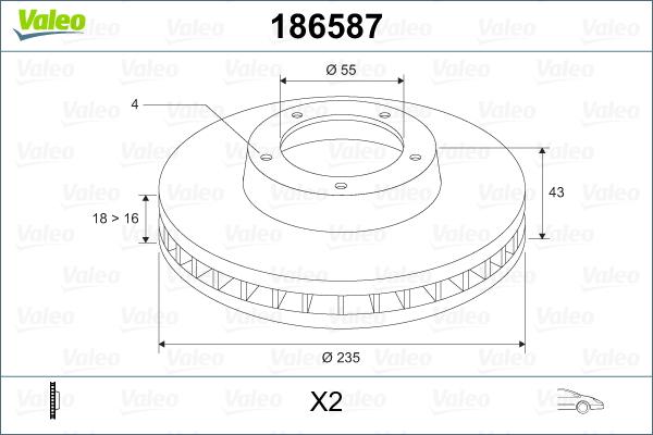 Valeo 186587 - Тормозной диск unicars.by