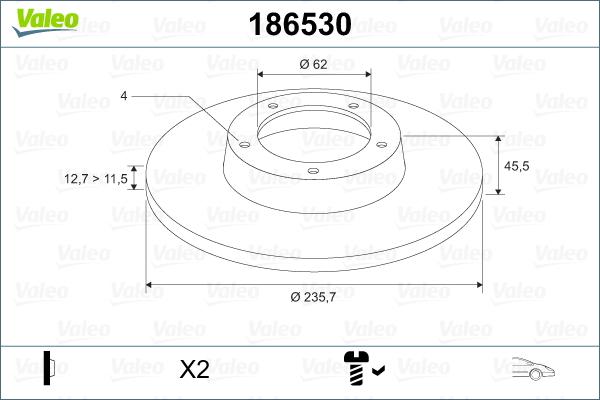 Valeo 186530 - Тормозной диск unicars.by