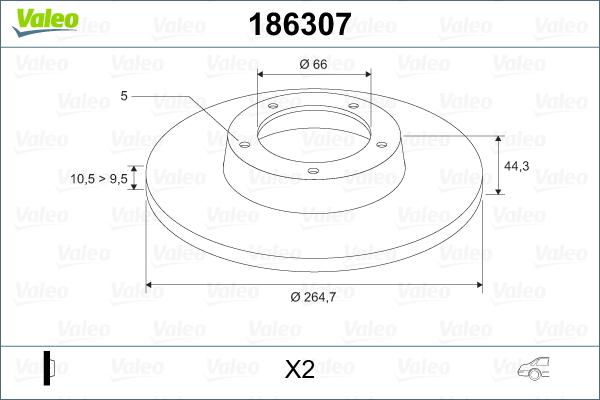 Valeo 186307 - Тормозной диск unicars.by