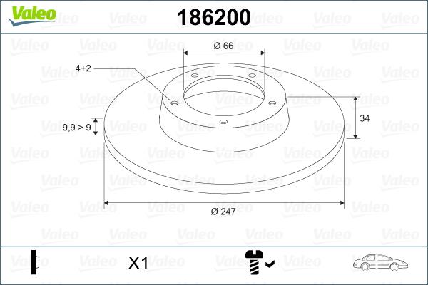 Valeo 186200 - Тормозной диск unicars.by