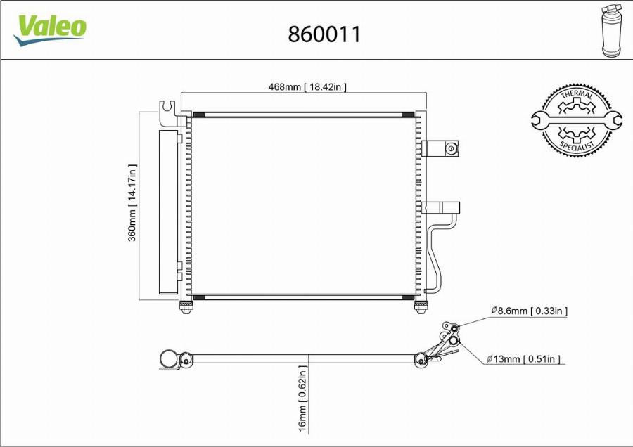 Valeo 860011 - Конденсатор кондиционера unicars.by