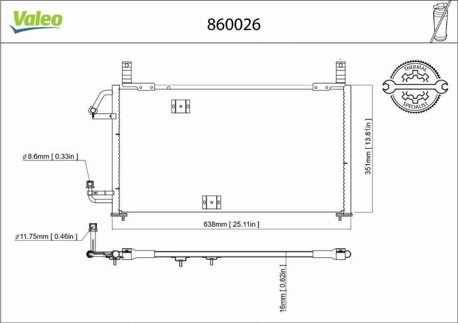 Valeo 860026 - Конденсатор кондиционера unicars.by