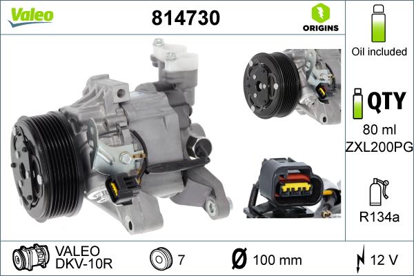 Valeo 814730 - Компрессор кондиционера unicars.by