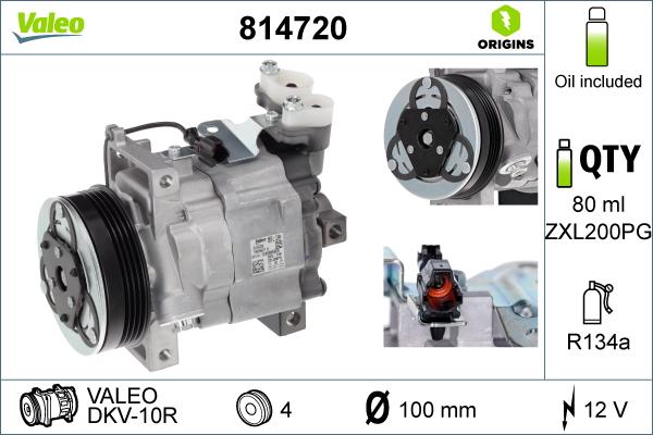 Valeo 814720 - Компрессор кондиционера unicars.by