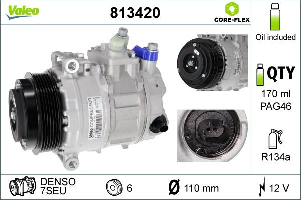 Valeo 813420 - Компрессор кондиционера unicars.by