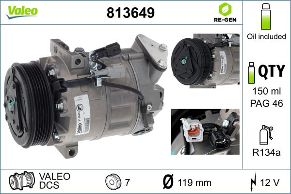 Valeo 813649 - Компрессор кондиционера unicars.by