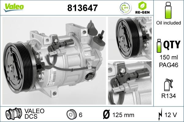 Valeo 813647 - Компрессор кондиционера unicars.by