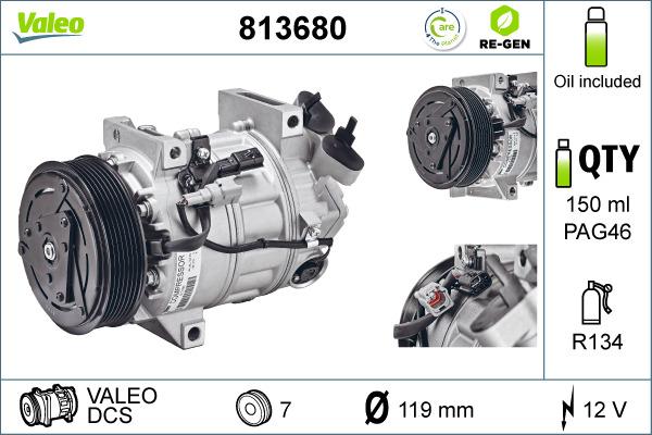 Valeo 813680 - Компрессор кондиционера unicars.by