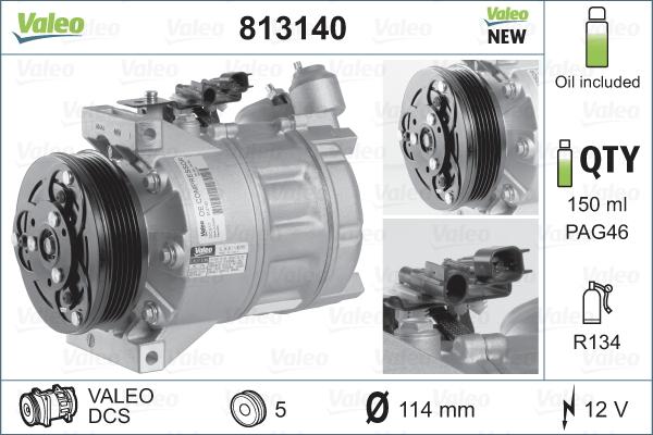 Valeo 813140 - Компрессор кондиционера unicars.by