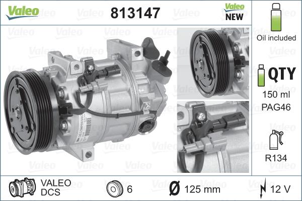 Valeo 813147 - Компрессор кондиционера unicars.by