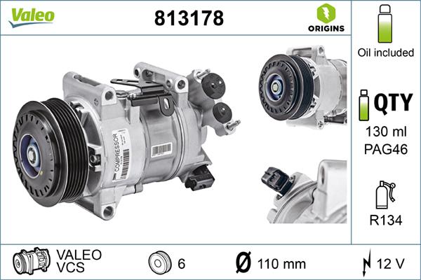 Valeo 813178 - Компрессор кондиционера unicars.by