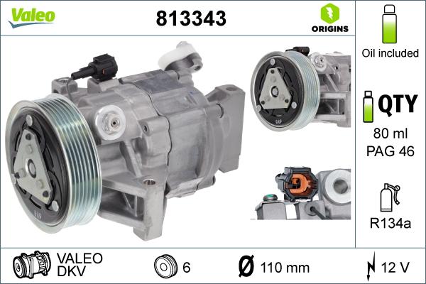 Valeo 813343 - Компрессор кондиционера unicars.by