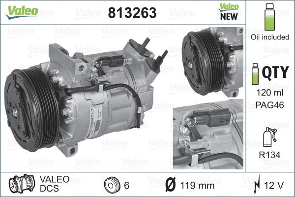 Valeo 813263 - Компрессор кондиционера unicars.by