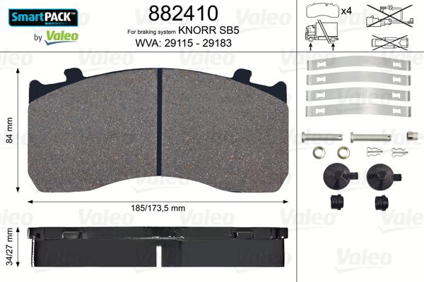 Valeo 882410 - Тормозные колодки, дисковые, комплект unicars.by