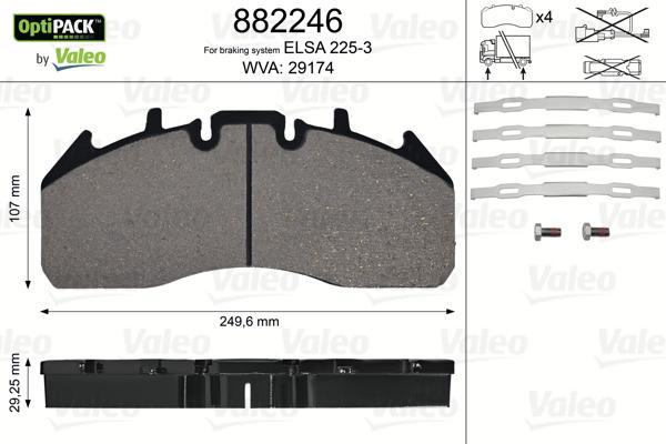 Valeo 882246 - Тормозные колодки, дисковые, комплект unicars.by