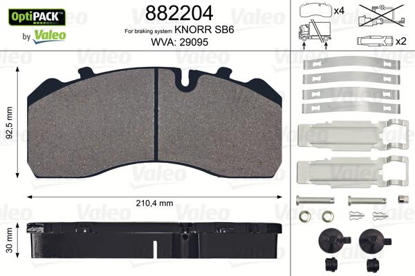 Valeo 882204 - Тормозные колодки, дисковые, комплект unicars.by