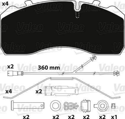 Valeo 882206 - Тормозные колодки, дисковые, комплект unicars.by