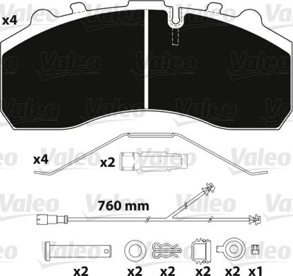 Valeo 882203 - Тормозные колодки, дисковые, комплект unicars.by