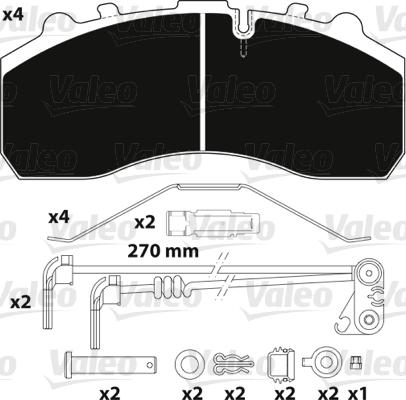 Valeo 882202 - Тормозные колодки, дисковые, комплект unicars.by