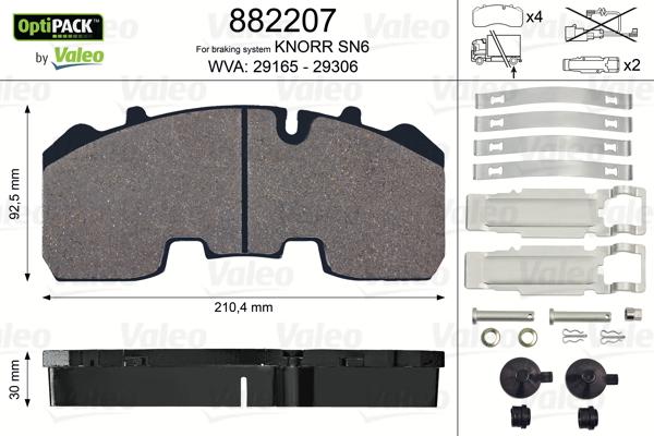 Valeo 882207 - Тормозные колодки, дисковые, комплект unicars.by