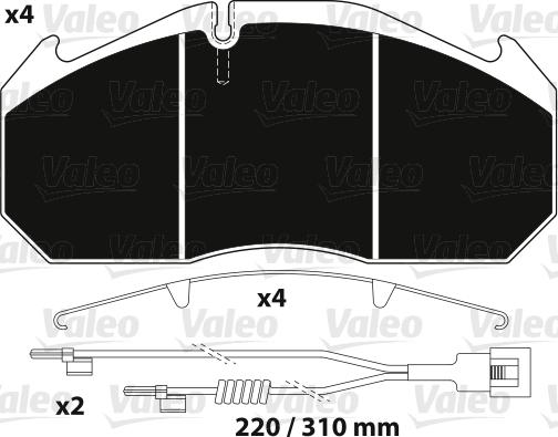 Valeo 882215 - Тормозные колодки, дисковые, комплект unicars.by