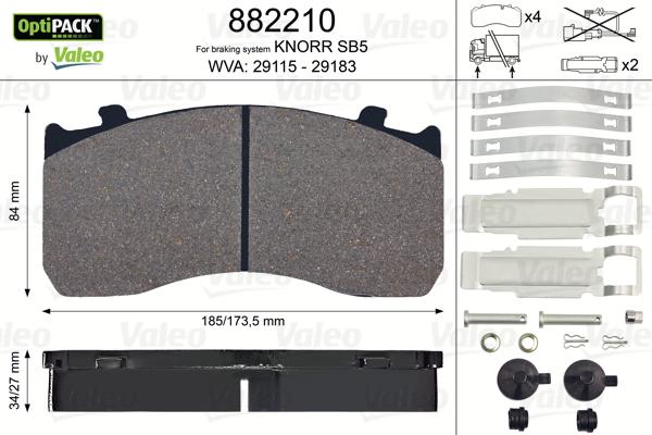 Valeo 882210 - Тормозные колодки, дисковые, комплект unicars.by