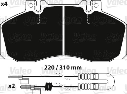 Valeo 882239 - Тормозные колодки, дисковые, комплект unicars.by