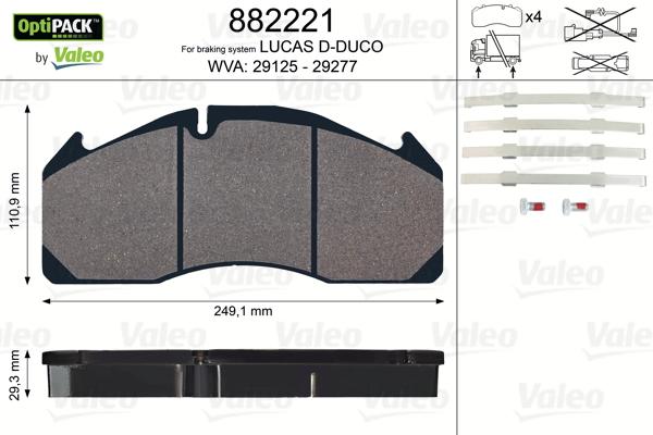 Valeo 882221 - Тормозные колодки, дисковые, комплект unicars.by