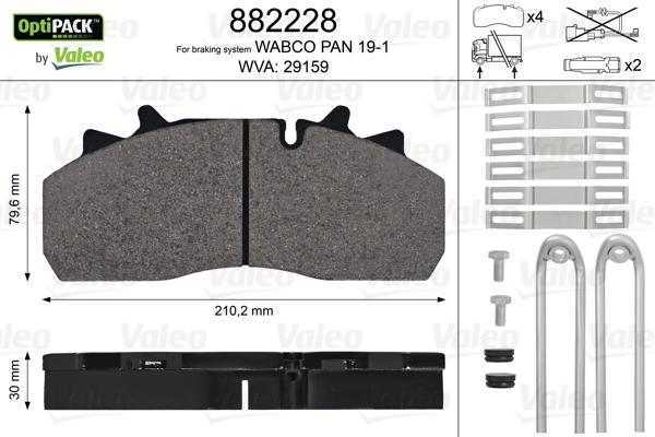 Valeo 882228 - Тормозные колодки, дисковые, комплект unicars.by