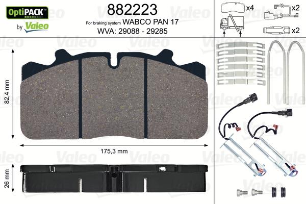 Valeo 882223 - Тормозные колодки, дисковые, комплект unicars.by