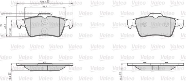 Valeo 872482 - Тормозные колодки, дисковые, комплект unicars.by